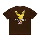 Amiri T Shirt Yellow Rabbit Head Beauty Casual Round Neck